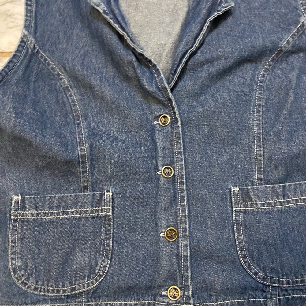 Vintage Bobbie Brooks 90’s Floral Embroidered Boho Preppy Y2K Retro Denim Vest - Picture 4 of 6